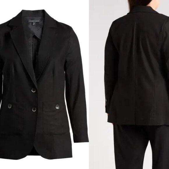 UNIVERSAL STANDARD plus Coastal Linen Blend Blazer in black (S/US14-16) - Picture 1 of 5